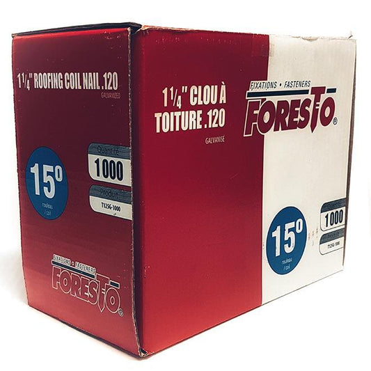 Clous à toiture en rouleau 15°, annelé, 1 1/4", 3600/boîte FORESTO - sosoutils