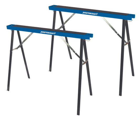 Set of 2 Metal Sawhorses, 300 lb Capacity, 31 x 39 in - Mastercraft