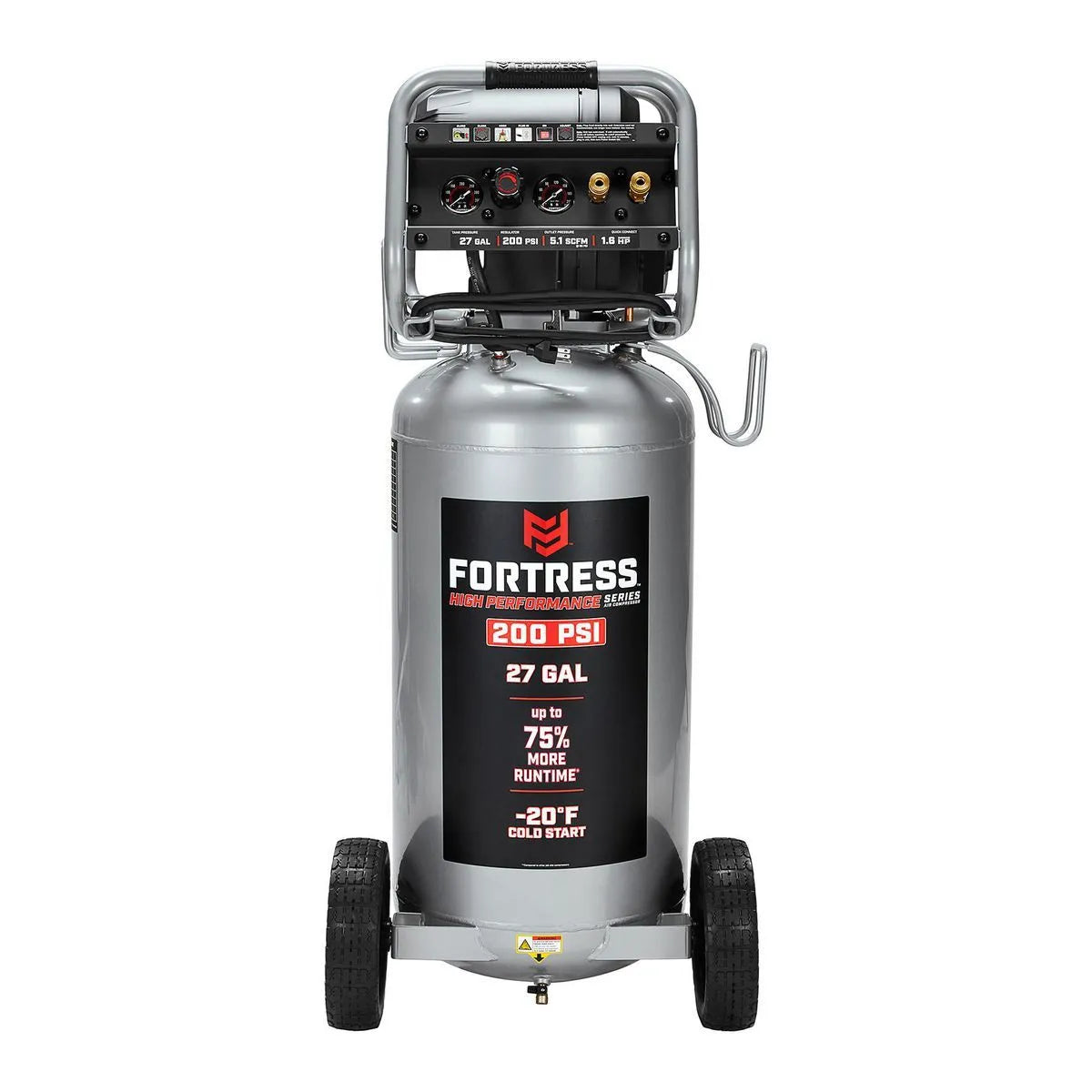 Professional oil-free air compressor, 27 Gallons, 200 Lbs FORTRESS