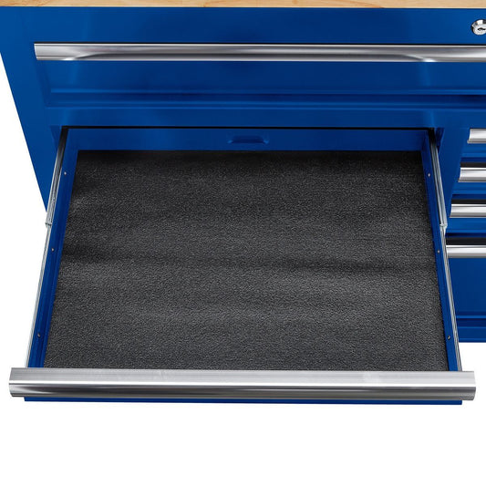 46-inch Mobile Storage Cabinet, 9 Drawers, Solid Wood Top, Blue - YUKON