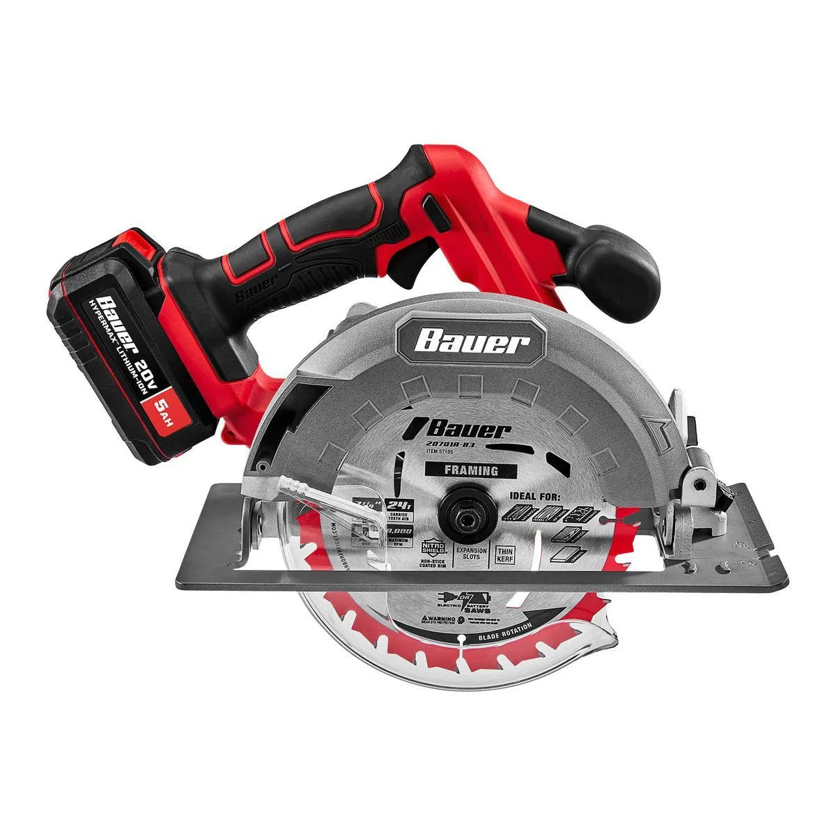 Scie circulaire sans fil 20V Brushless, 7-1/4 po - Outil seul - BAUER