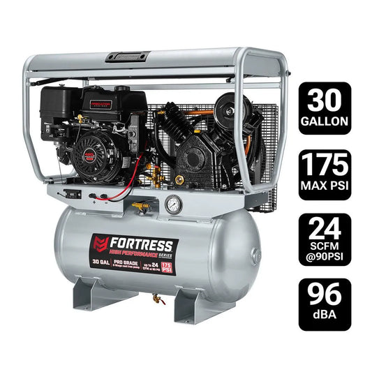 High Performance 30 Gallon 175 PSI Gas Powered Truck Bed Air Compressor - FORTRESS