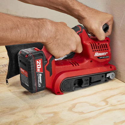 Sableuse à bande sans fil  20 V, 7,6 x 45,7 cm (3 po x 18 po), avec batteries 20V 3AMP - BAUER