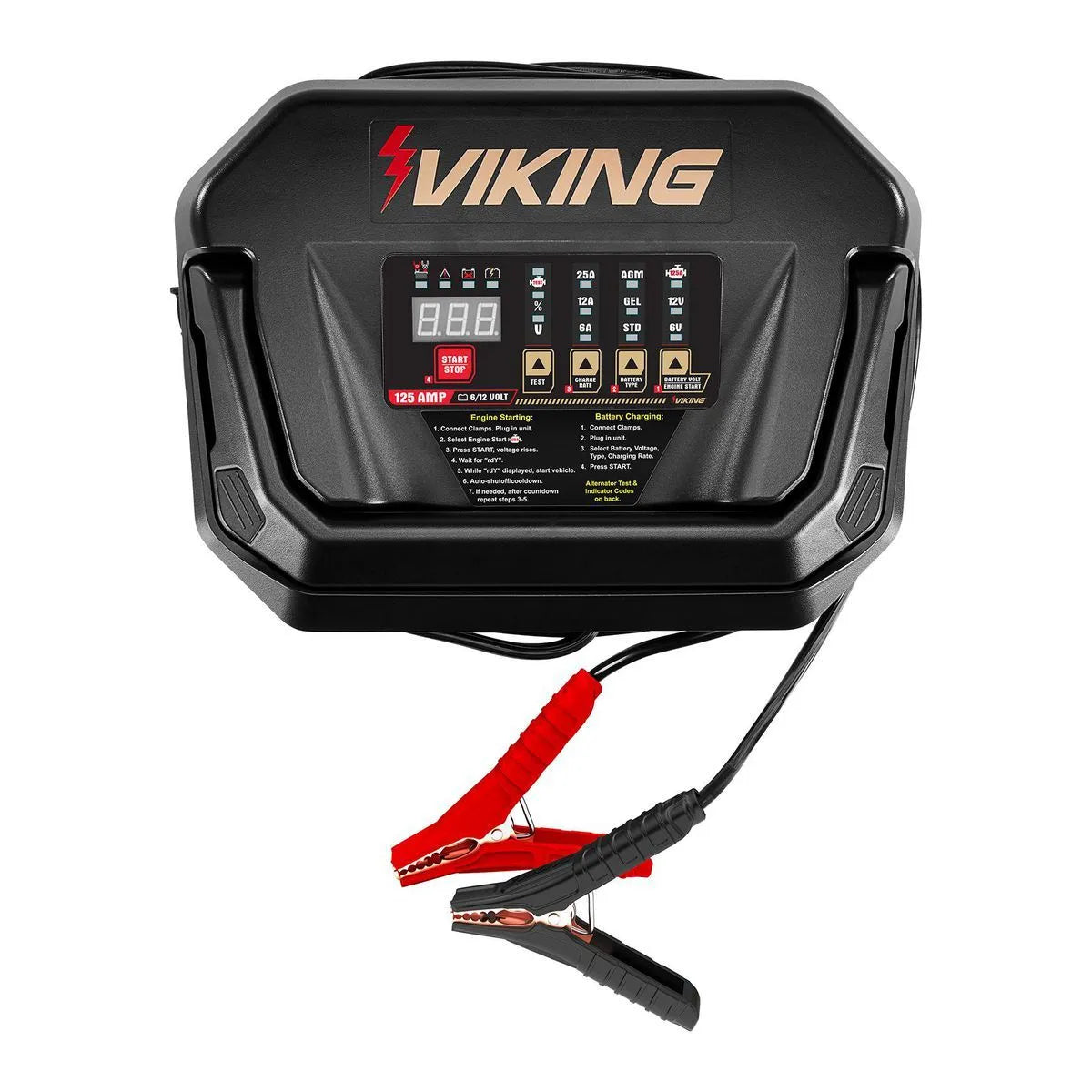 Chargeur de batterie 125 A, 6/12 V, testeur de démarreur et d'alternateur - VIKING