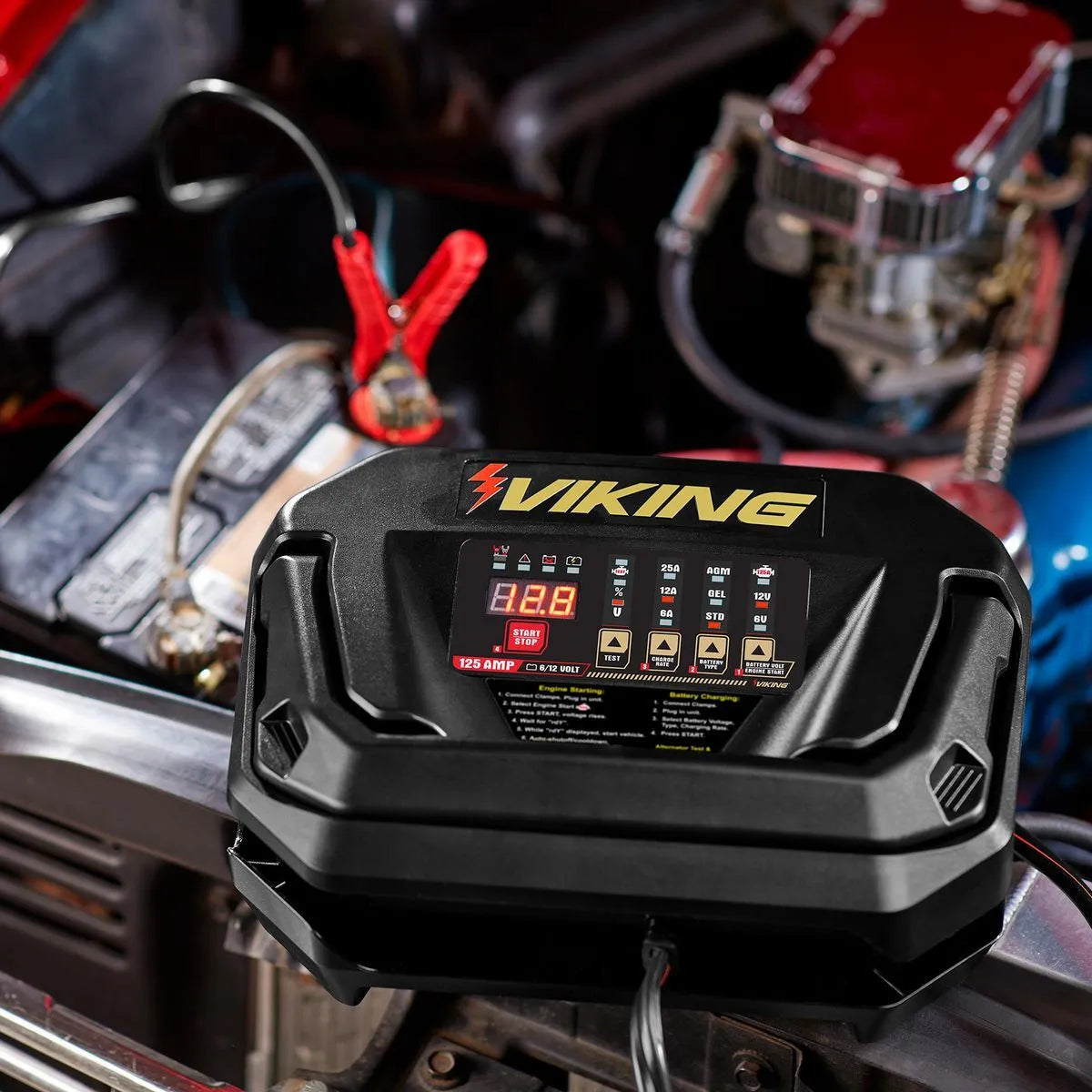 Chargeur de batterie 125 A, 6/12 V, testeur de démarreur et d'alternateur - VIKING