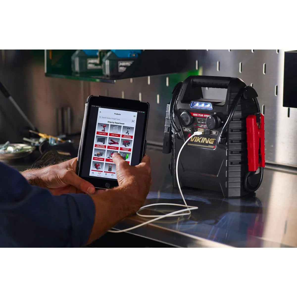 VIKING 1000 Amp Peak Multifunction Jump Starter and Power Supply with 150 PSI Air Compressor