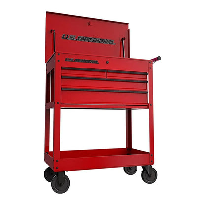 Chariot technique  30 po, 4 tiroirs, rouge - US GENERAL