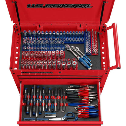 Chariot technique  30 po, 4 tiroirs, rouge - US GENERAL