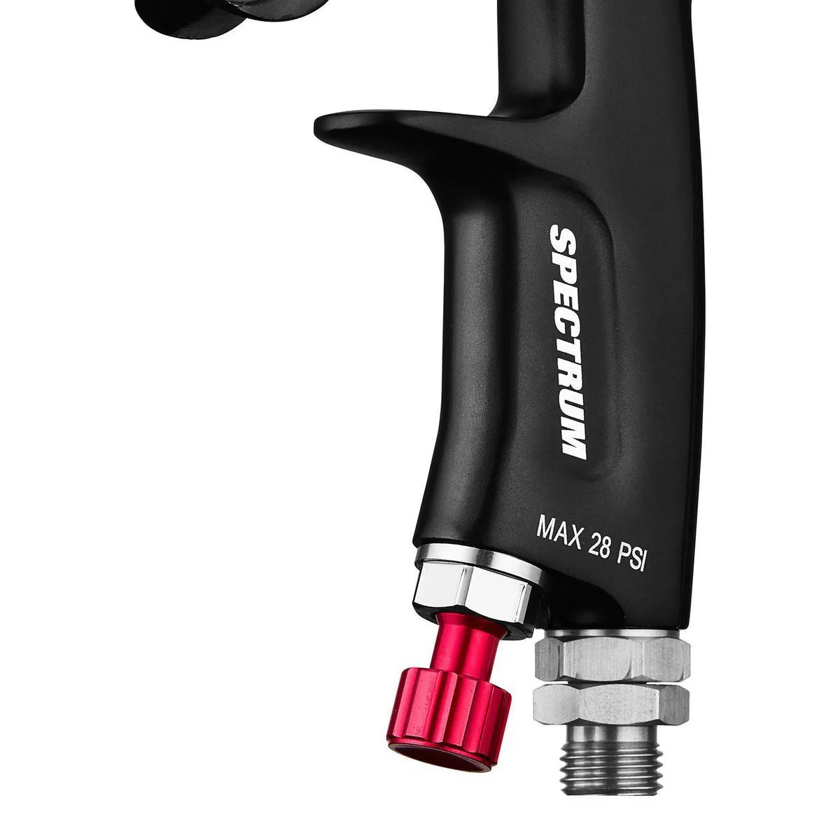 Professional HVLP gravity-feed pneumatic spray gun with rear fan control. - BLACK WIDOW BY SPECTRUM