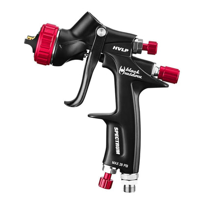 Professional HVLP gravity-feed pneumatic spray gun with rear fan control. - BLACK WIDOW BY SPECTRUM