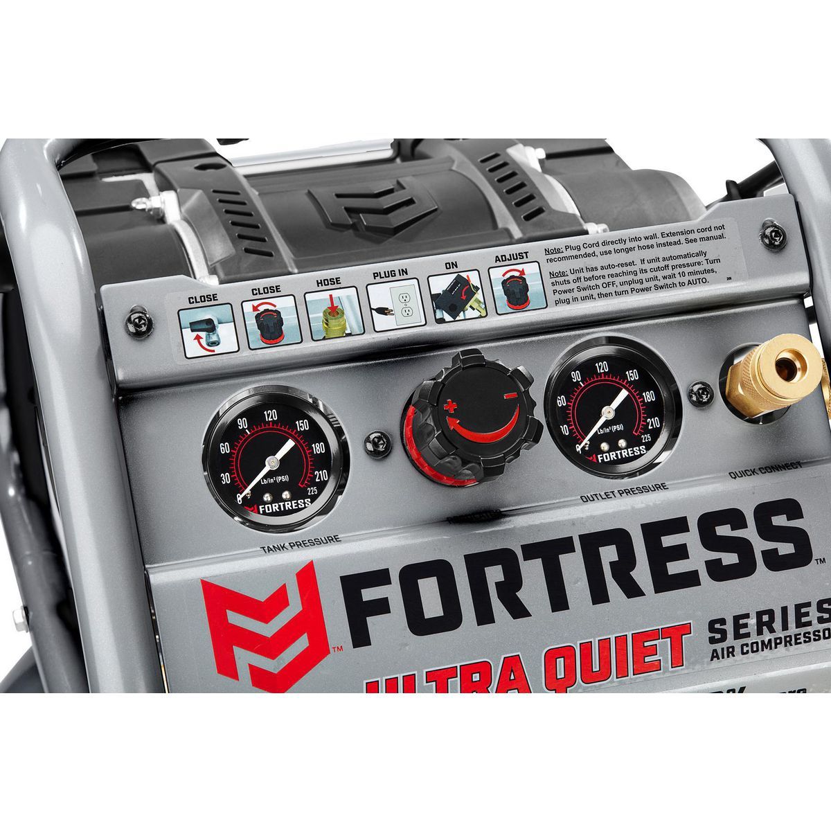 FORTRESS 6 Gallon 150 PSI Ultra Quiet Oil-Free Jobsite Air Compressor