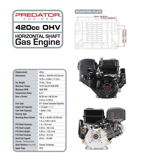 13 HP (420cc) OHV horizontal shaft engine