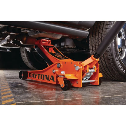 Cric hydraulique professionnel  4 tonnes avec pompe rapide, orange - DAYTONA