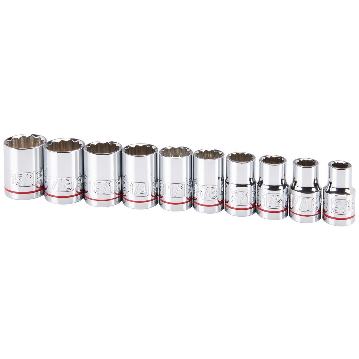 QUINN 1/2" Drive SAE Chrome Socket Set, 10 Piece