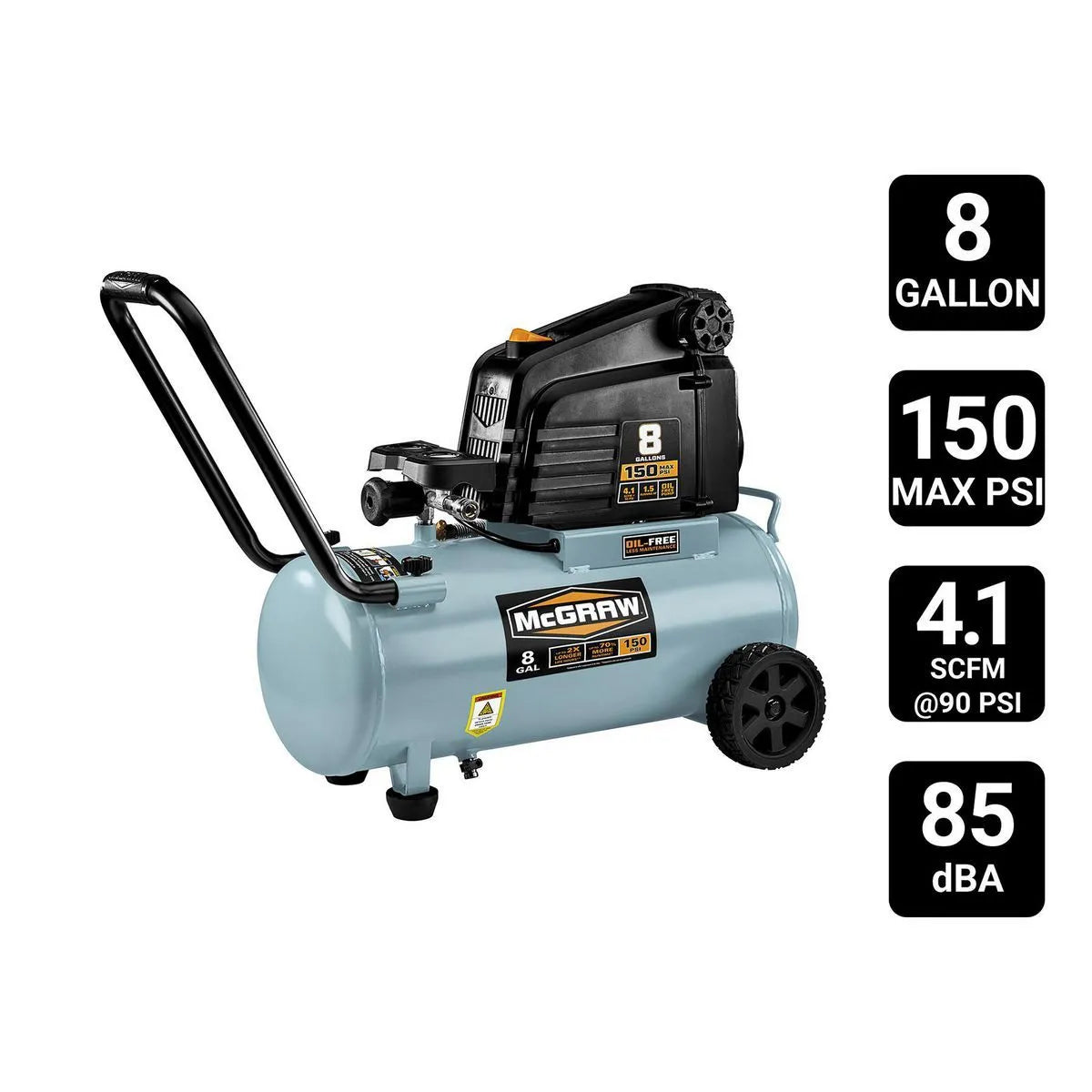 McGraw™ 8 Gallon 1.5 HP 150 PSI Compressor 