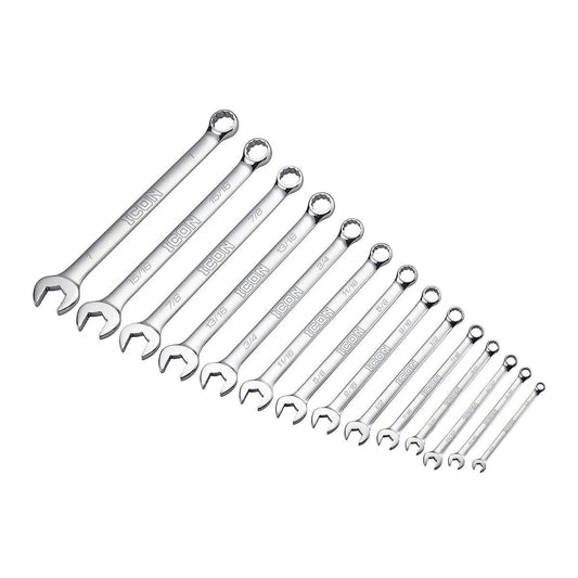Set of 14 Professional SAE Combination Wrenches with Non-Slip Grip - ICON
