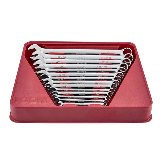 Set of 14 Professional SAE Combination Wrenches with Non-Slip Grip - ICON