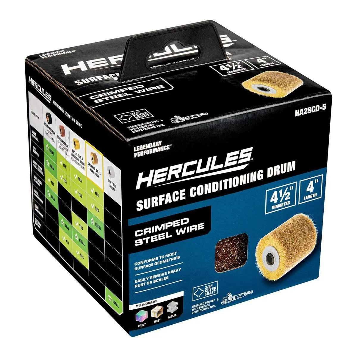 Tambour en fil d'acier ondulé HERCULES 4-1/2 po x 4 po x 3/4 po pour outils de conditionnement de surface