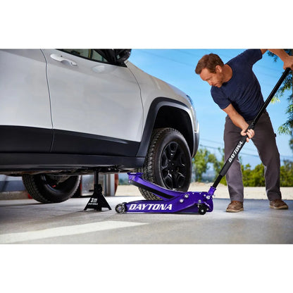 Cric hydraulique 3 tonnes à profil bas et ultra-résistant avec pompe rapide, violet métallisé - DAYTONA