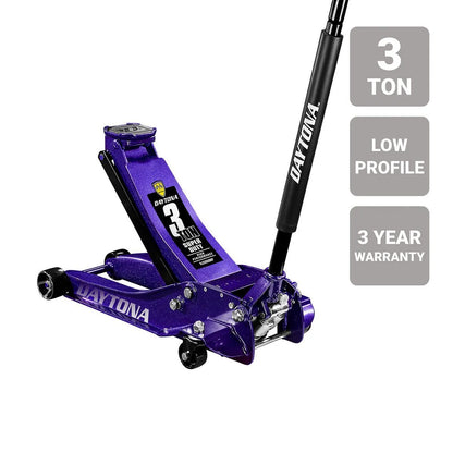 Cric hydraulique 3 tonnes à profil bas et ultra-résistant avec pompe rapide, violet métallisé - DAYTONA