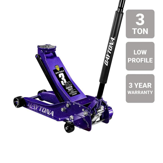 Cric hydraulique 3 tonnes à profil bas et ultra-résistant avec pompe rapide, violet métallisé - DAYTONA