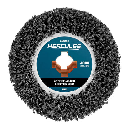 Tambour de décapage HERCULES 4-1/2 po x 4 po x 3/4 po, grain 40 pour outils de conditionnement de surface