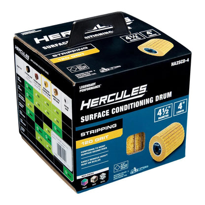 Tambour de décapage intercalé 4-1/2 po x 4 po x 3/4 po, grain 120 pour outils de conditionnement de surface - HERCULES