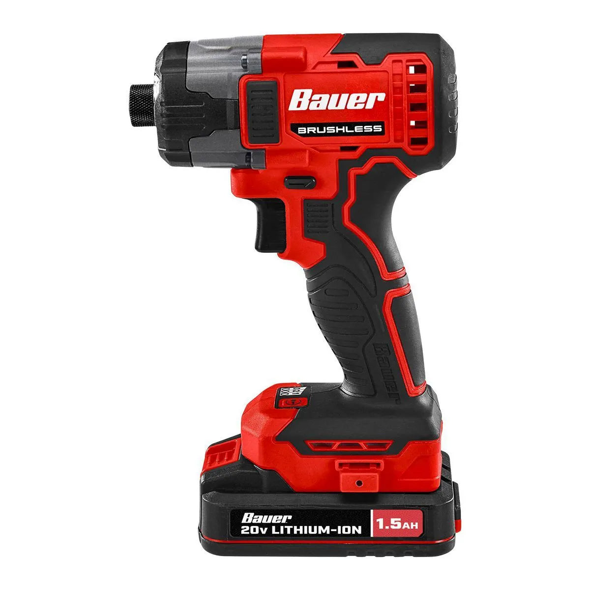 Kit de visseuse à chocs sans fil 20 V, 3 vitesses, 6 pans, sans balais, avec batterie de 1,5 Ah et chargeur – BAUER