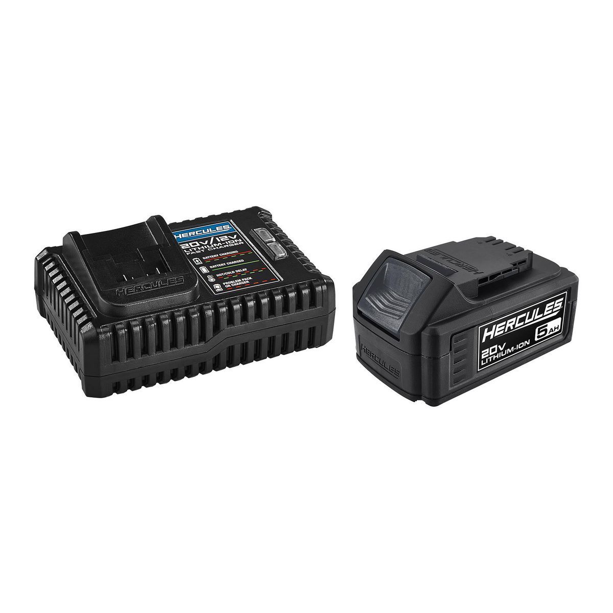 Ensemble de démarrage avec batterie lithium-ion hautes performances HERCULES 20V, 5Ah et chargeur multi tension 4A