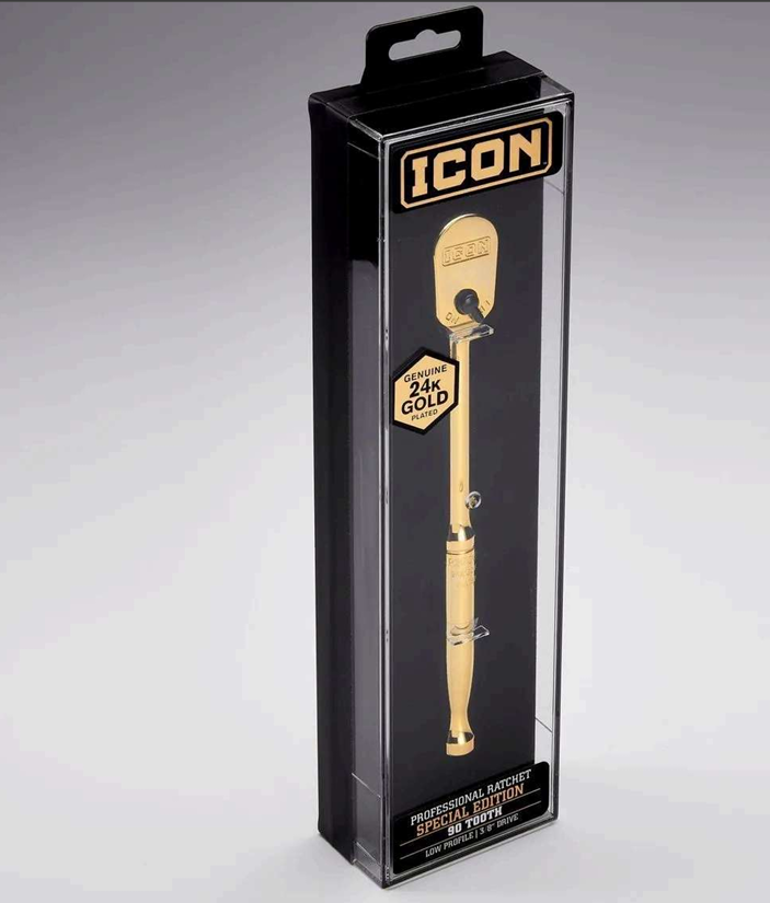 ICON Clé à cliquet professionnelle 3/8 po – Édition spéciale plaquée or 24k