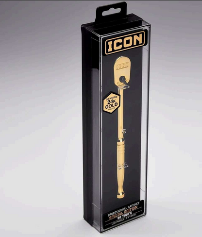 ICON Clé à cliquet professionnelle 3/8 po – Édition spéciale plaquée or 24k