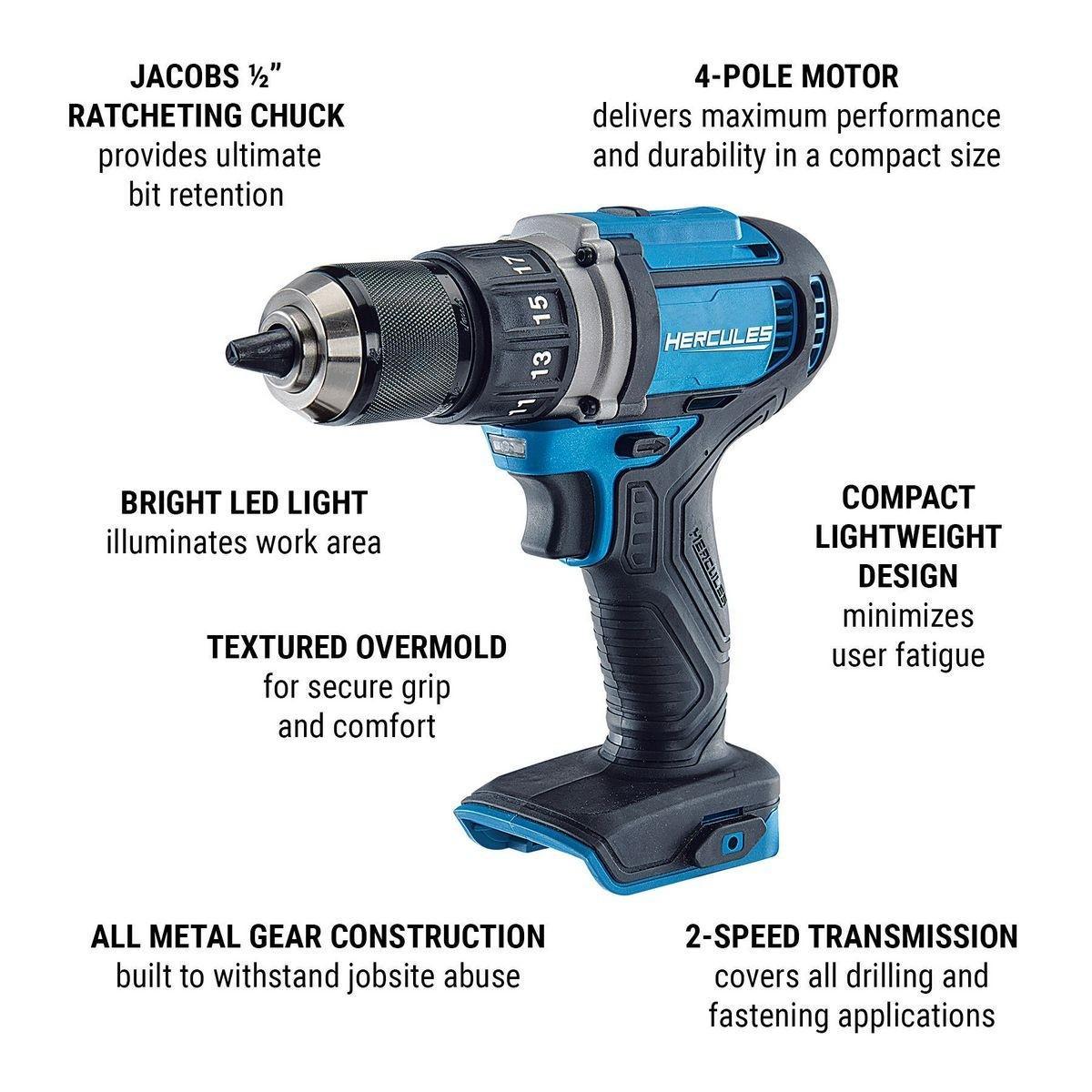 Perceuse/Visseuse 20 V Lithium-Ion 1/2 Po HERCULES  - Outil Uniquement - sosoutils