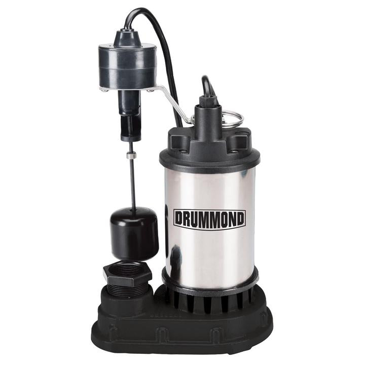 Drummond 1/2 HP Submersible Sump Pump with Heavy Duty 4400 GPH Vertical  Float Switch
