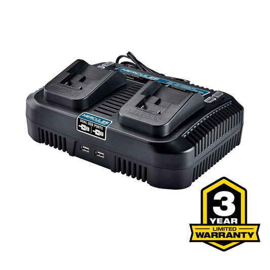 Chargeur double port multitension lithium-ion 20 V/12 V avec double USB HERCULE - sosoutils