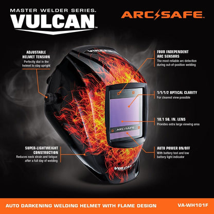 Masque à souder automatique VULCAN ArcSafe ™ - graphique de flamme - sosoutils