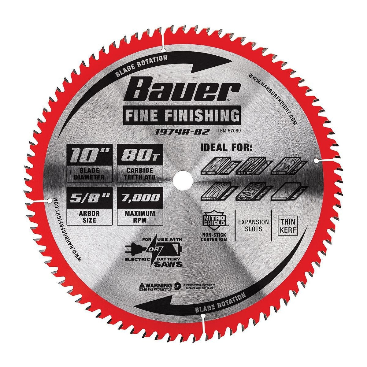 Lame de scie circulaire de finition fine de 10 po 80 dents BAUER - sosoutils