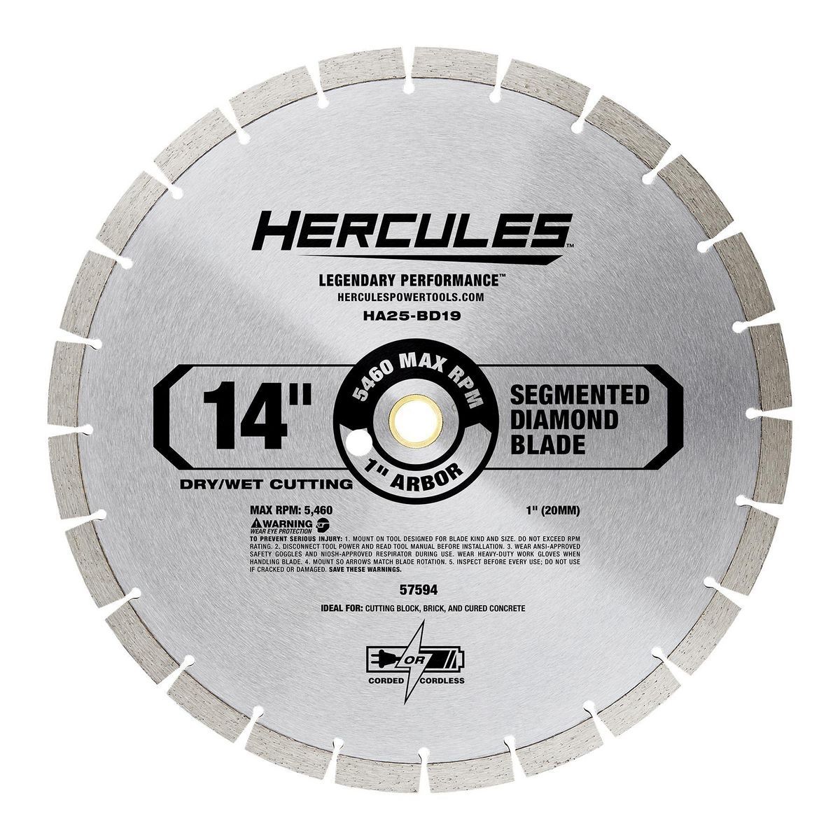 Lame diamantée segmentée de 14 po HERCULES - sosoutils