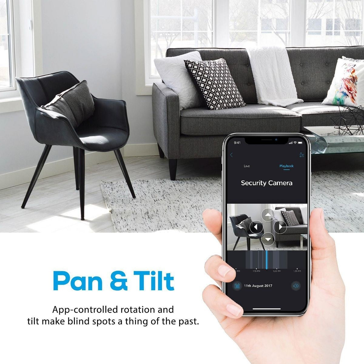 Caméra de sécurité Wi-Fi intelligente Pan & Tilt 1080p GEENI - sosoutils