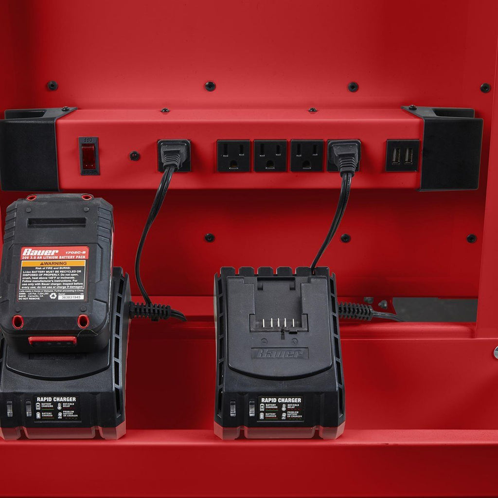 Multiprise magnétique à 5 prises avec boîtier en métal et 2 ports USB, rouge U.S GENERAL - sosoutils