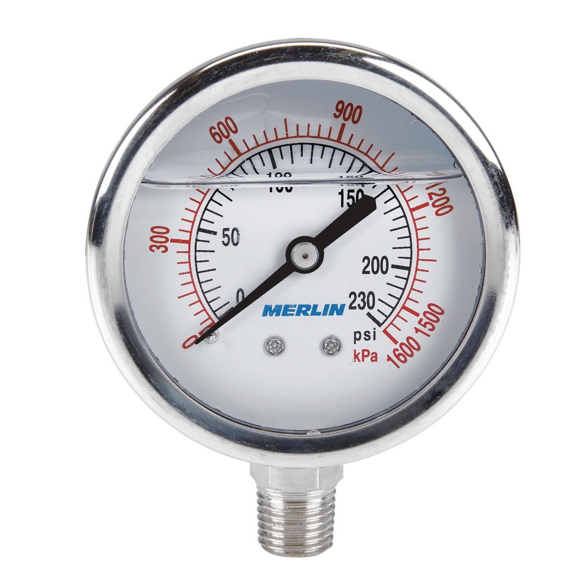 manomètre rempli 230 psi 1/4 po npt merlin - sosoutils