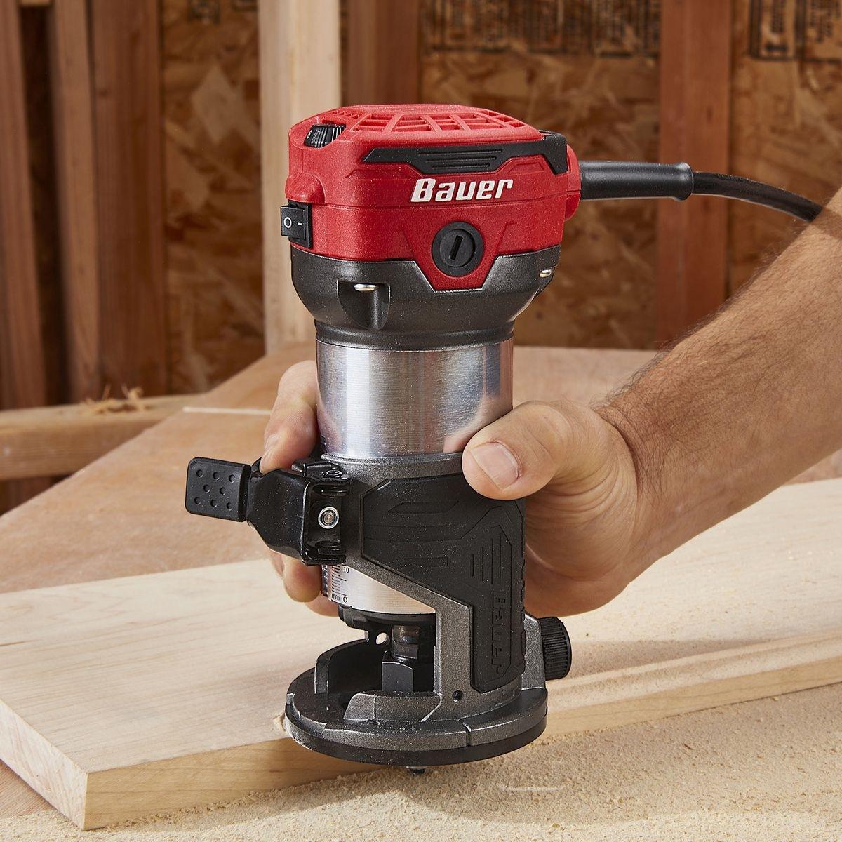 Bauer Compact Router Track Guide BAUER 6.5 Amp 1/4 Inch Variable Speed Compact Router – sosoutils