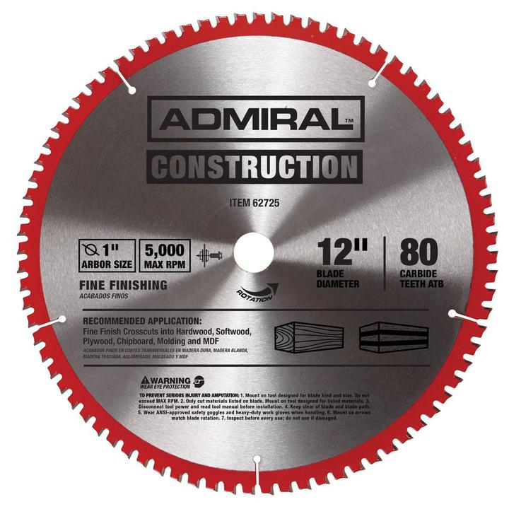 Lame de scie Admiral® circulaire de finition 80 po de 12 po - sosoutils