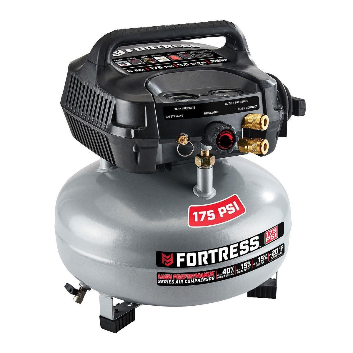 175 Compressor High Performance 6 Gallon, 175 PSI Job Site Air Compressor - FORTRESS ...