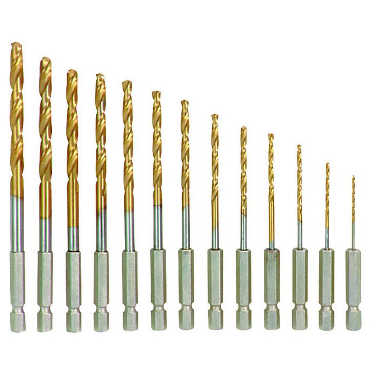 Jeu de 13 forets en acier à grande vitesse en titane - sosoutils