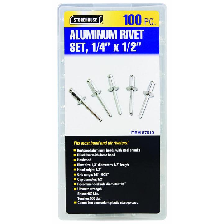 Ensemble de 100 rivets aveugles en aluminium, 1/4 po - sosoutils