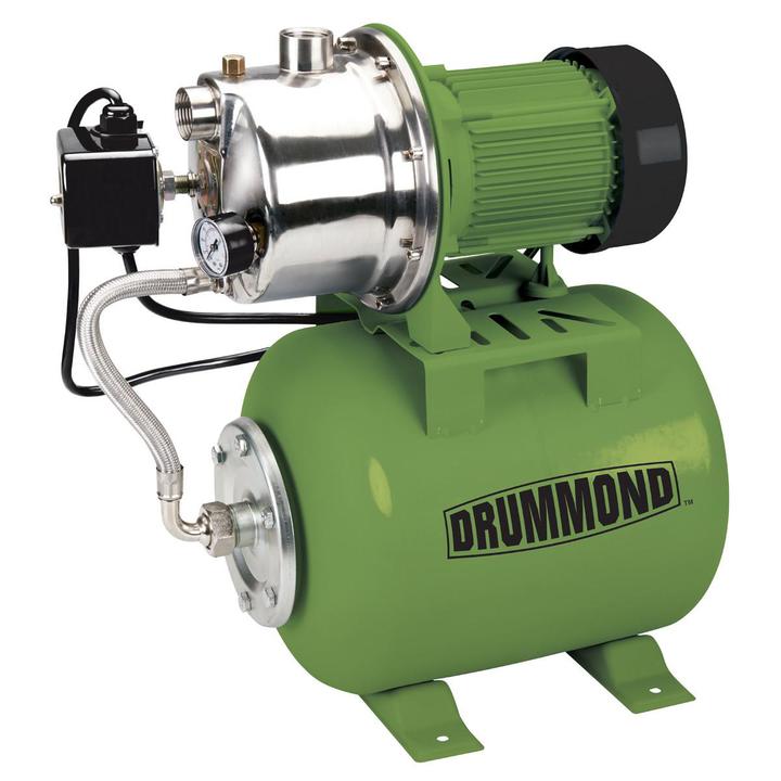 Pompe de puits peu profond et réservoir de 1 HP en acier inoxydable avec commutateur de contrôle de pression - 950 GPH DRUMMOND - sosoutils