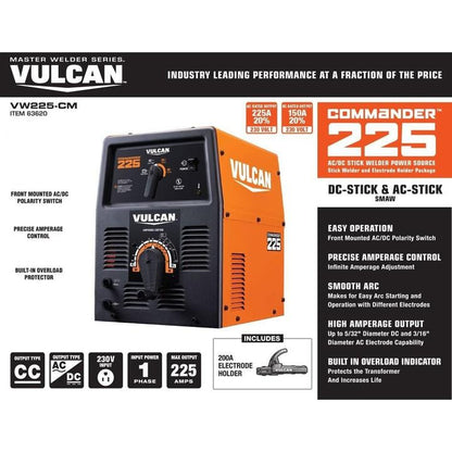 Soudeuse Industrielle 225A AC / 150A DC, Entrée 230 Volt Vulcan Commander - sosoutils