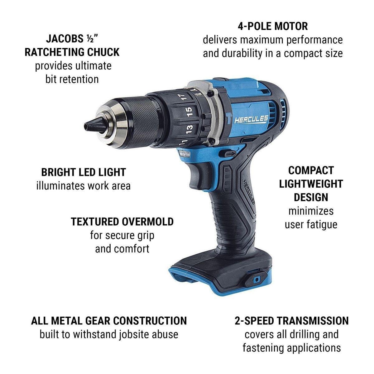 Perceuse à Percussion 20 V Lithium, 1/2 Po -HERCULES (Outil Seulement) - sosoutils